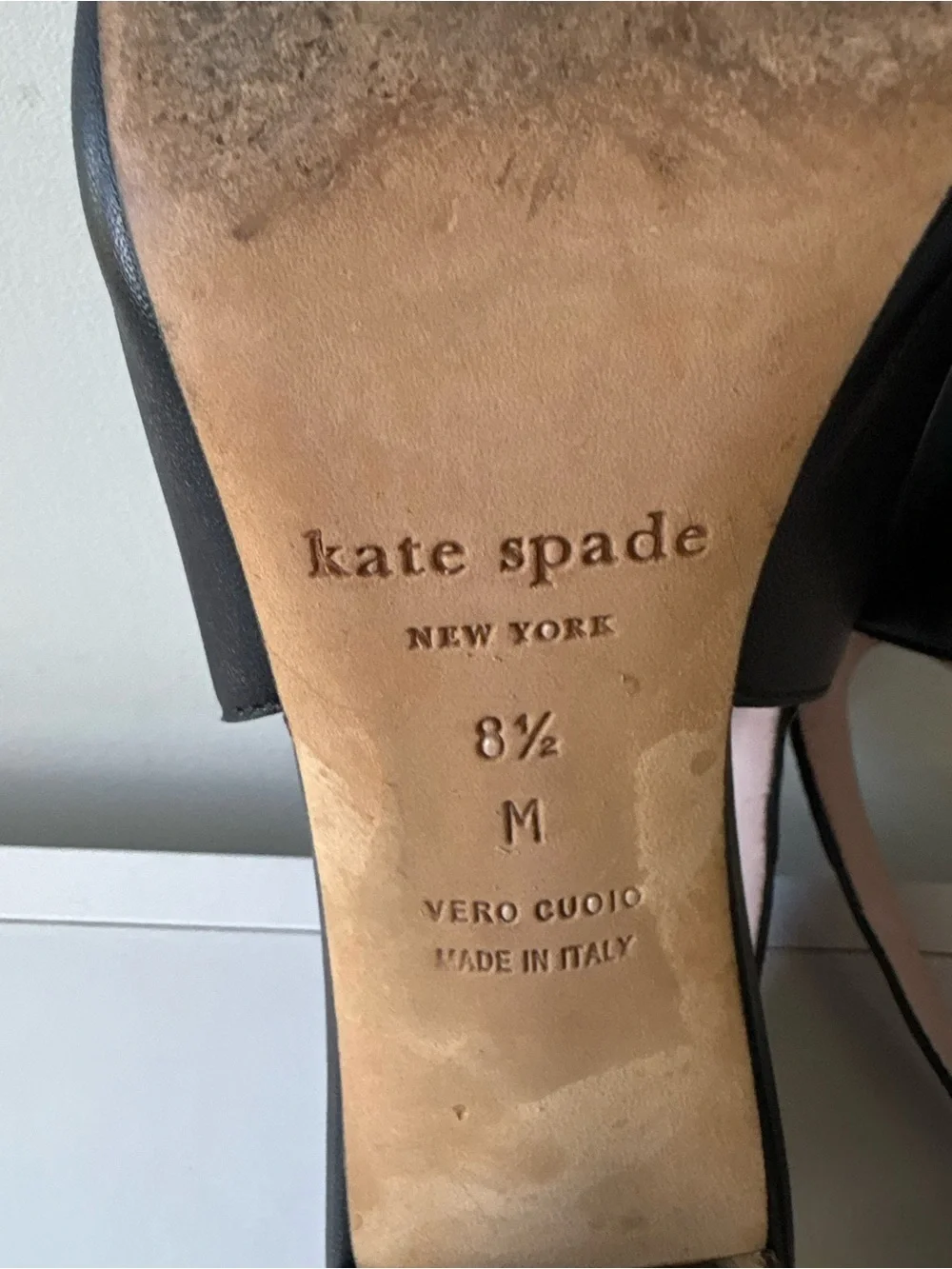 Kate Spade New York Black Leather Peep Toe Slingback Heels Italy Size 8.5 M